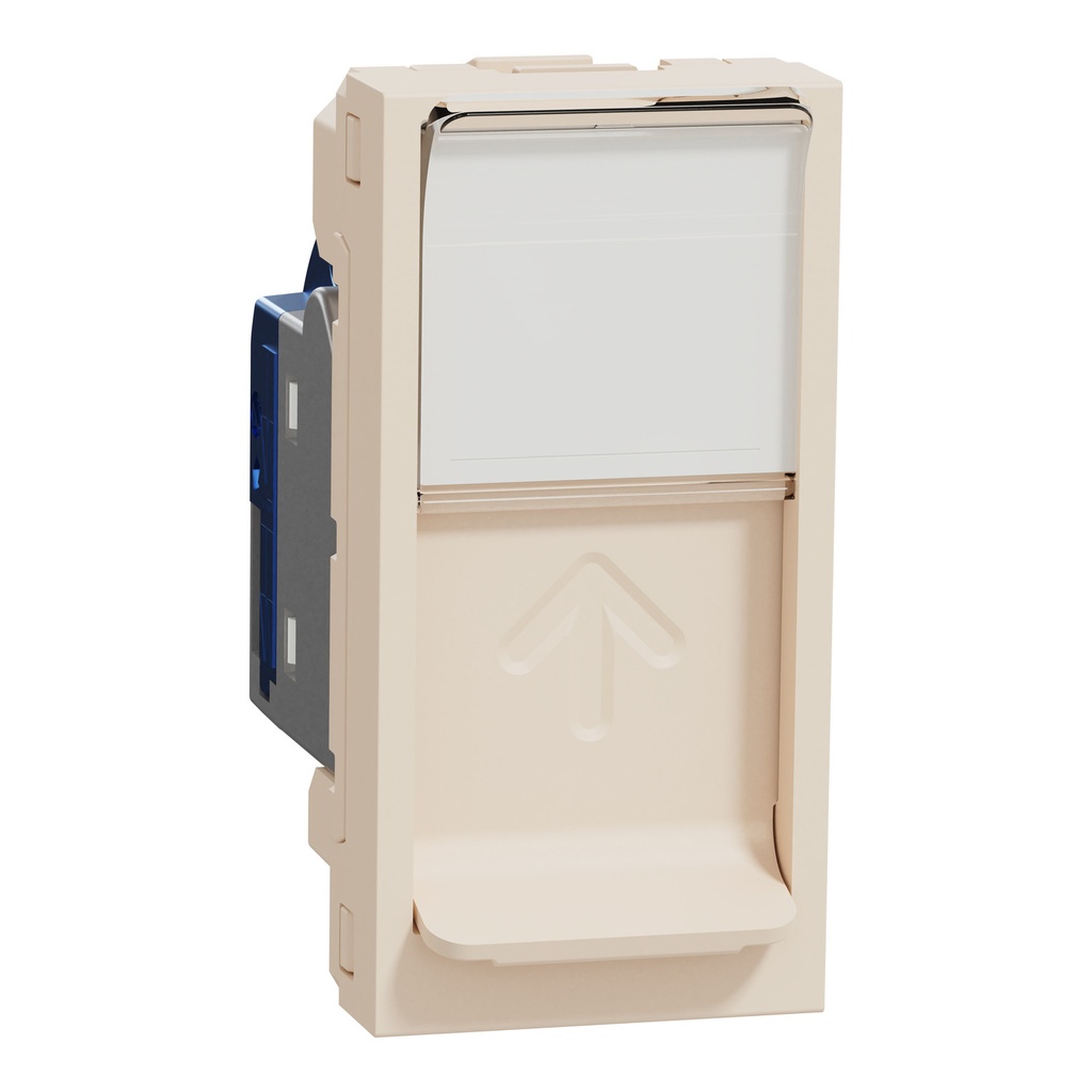 Data socket, New Unica, RJ45 CAT 6 FTP, straight, click, shuttered, 1 module