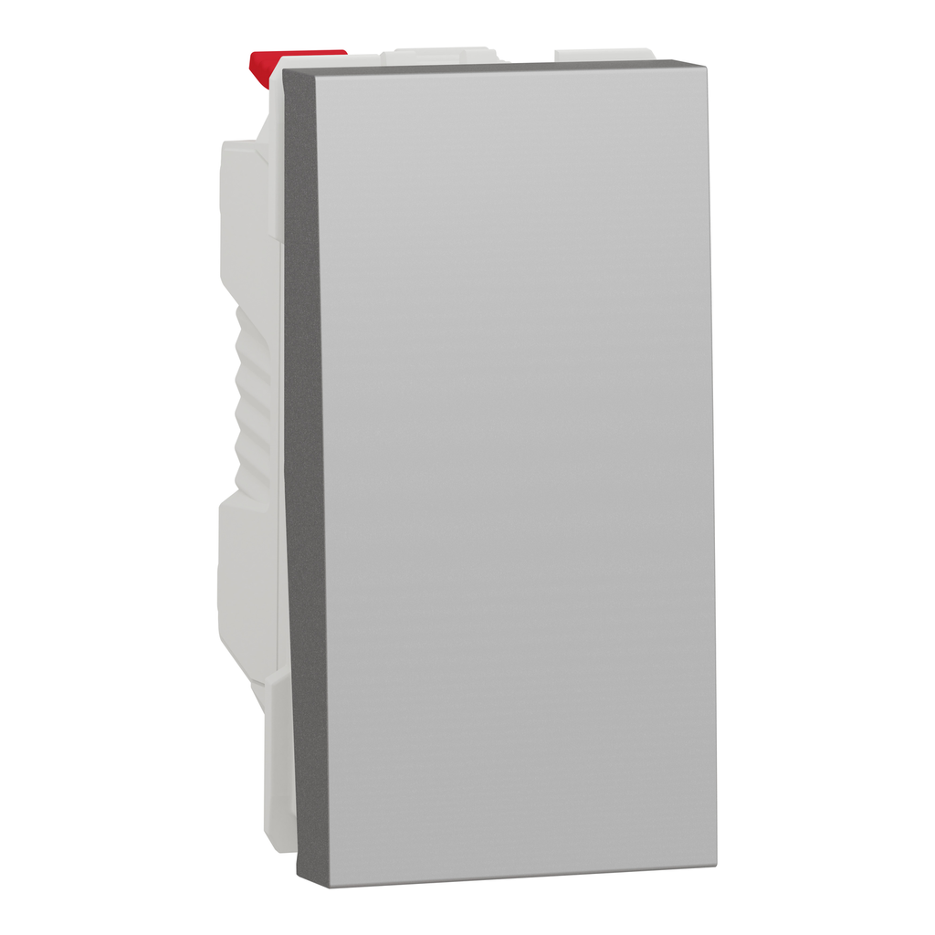 Switch, New Unica, 1-pole 1-way, 10AX, 1 module, screwless terminals, untreated, IP4X