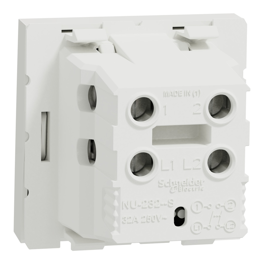 Switch, New Unica, mechanism, 1-pole 1-way, 32A, 2 modules, screw terminals, untreated, IP4X