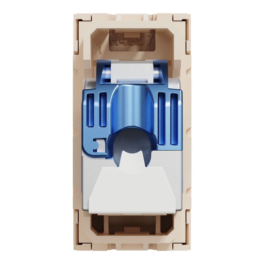 Data socket, New Unica, RJ45 CAT 6 FTP, straight, click, shuttered, 1 module