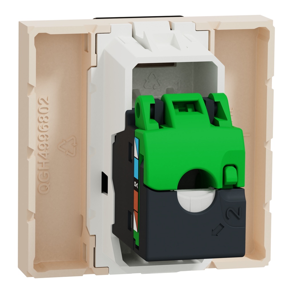 Data socket, New Unica, RJ45 CAT 6 UTP, straight, click, shuttered, 2 module