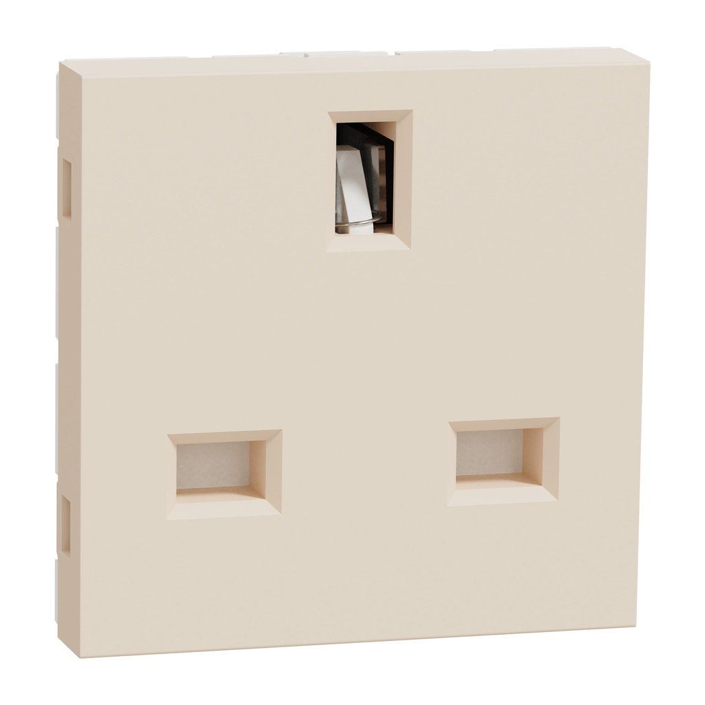Socket-outlet, New Unica, 2P+E, 13A, British, with shutter, 2 modules