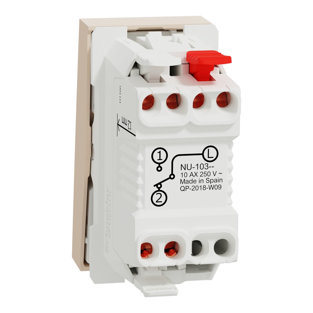 Switch, New Unica, 1-pole 2-way, 10AX, 1 module, screwless terminals, untreated, IP4X,