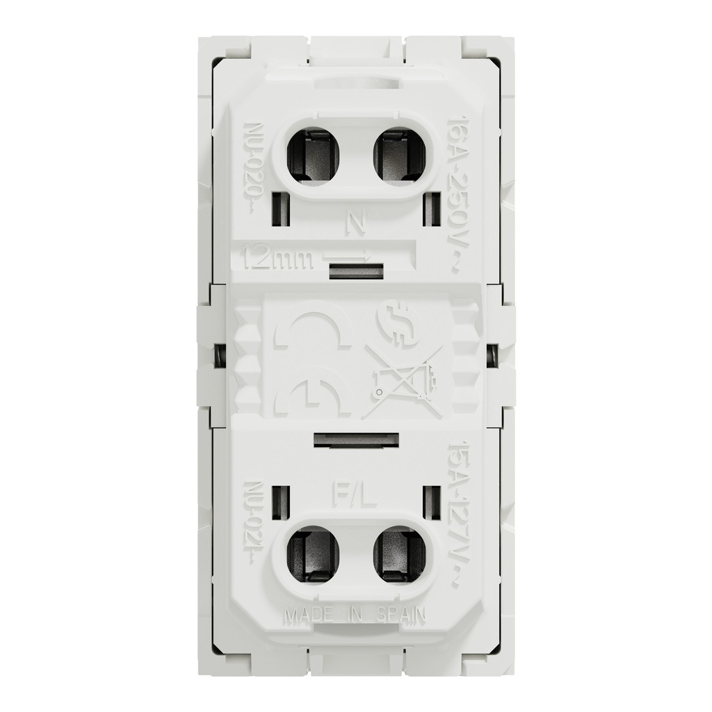Socket-outlet, New Unica, 2P, 16A, Euroamerican, with shutter