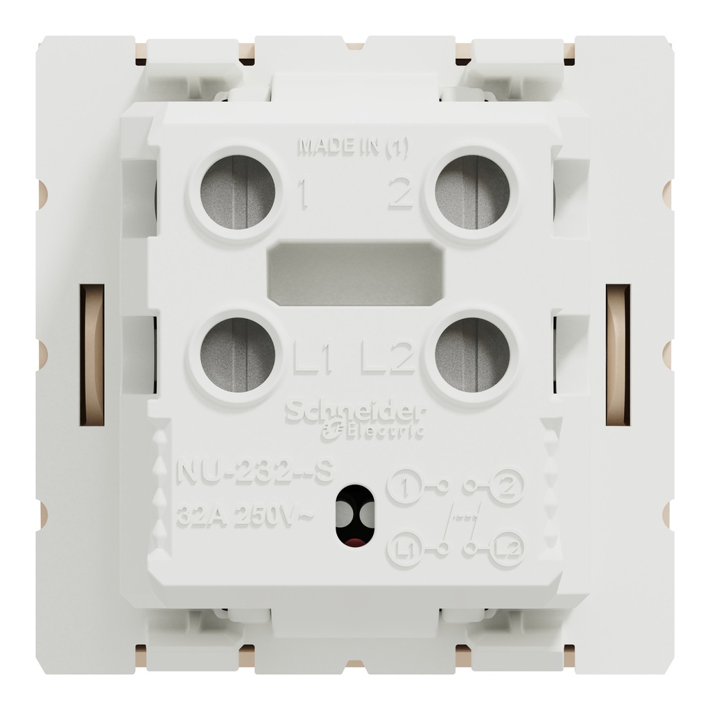 Switch, New Unica, mechanism, 1-pole 1-way, 32A, 2 modules, screw terminals, untreated, IP4X