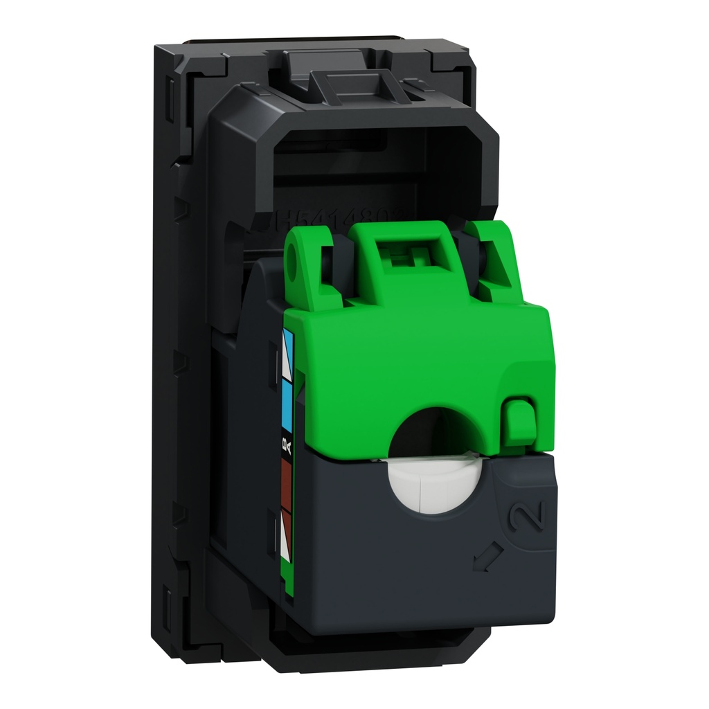 Data socket, New Unica, mechanism, RJ45 Cat5E, U/UTP, straight, click, shuttered