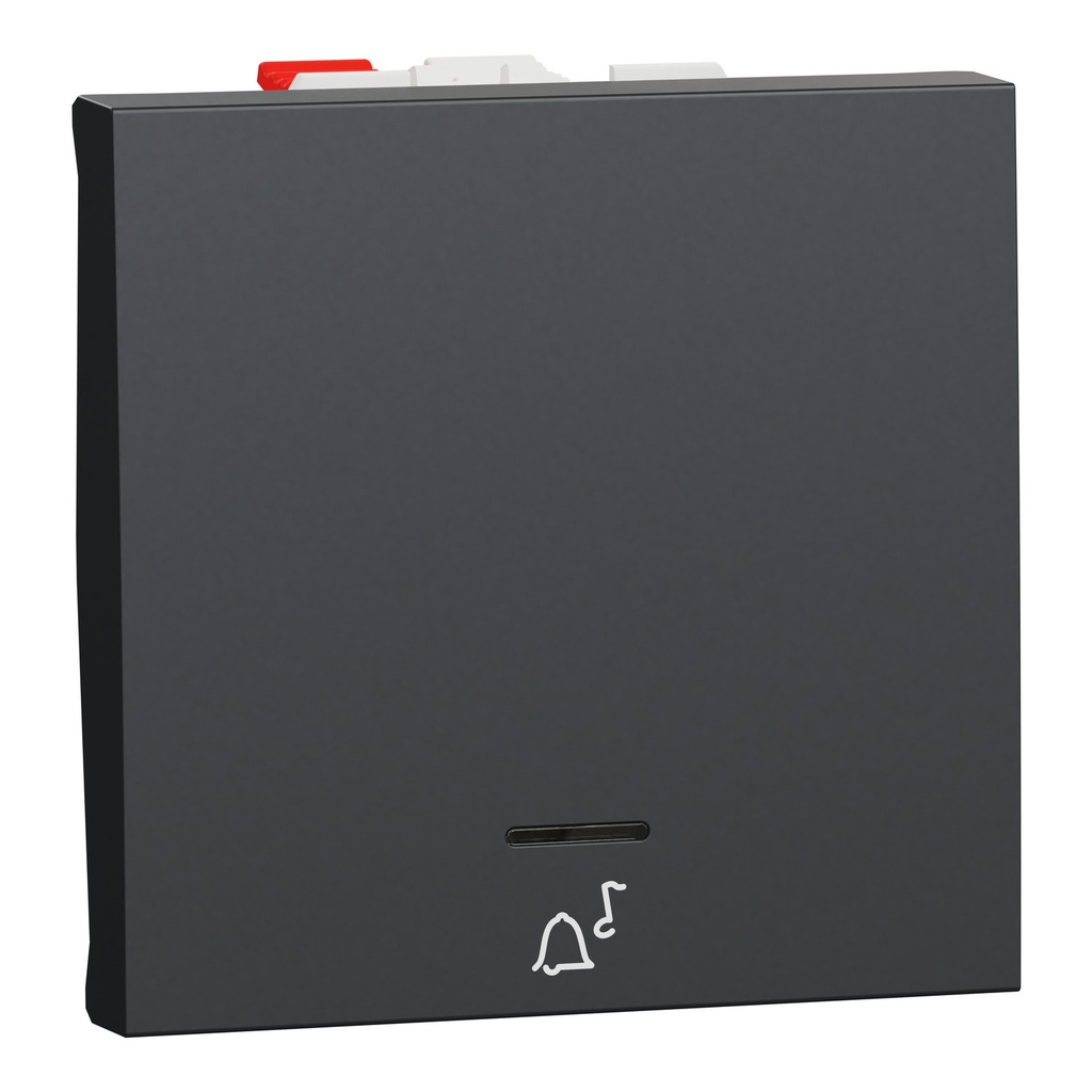 Push-button, New Unica, + NO push-button, 10A, 2 modules, screwless terminals, painted, IP4X