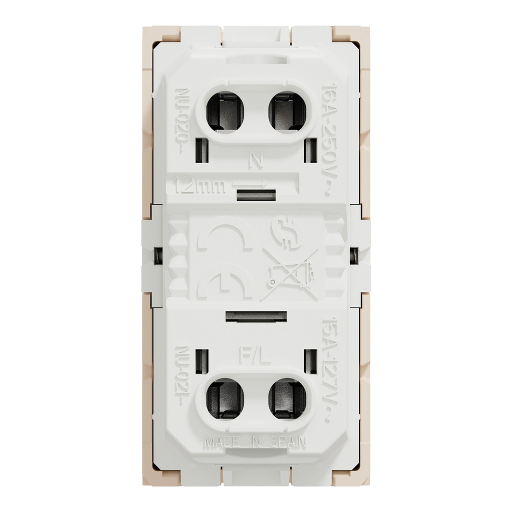 Socket-outlet, New Unica, 2P, 16A, Euroamerican, with shutter