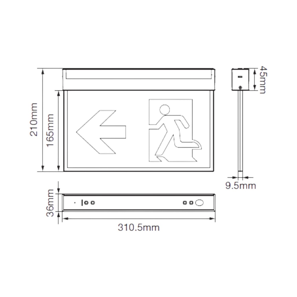 EXIT Sign Surface LDVAL EM BLADE 4.2W 30M 3H