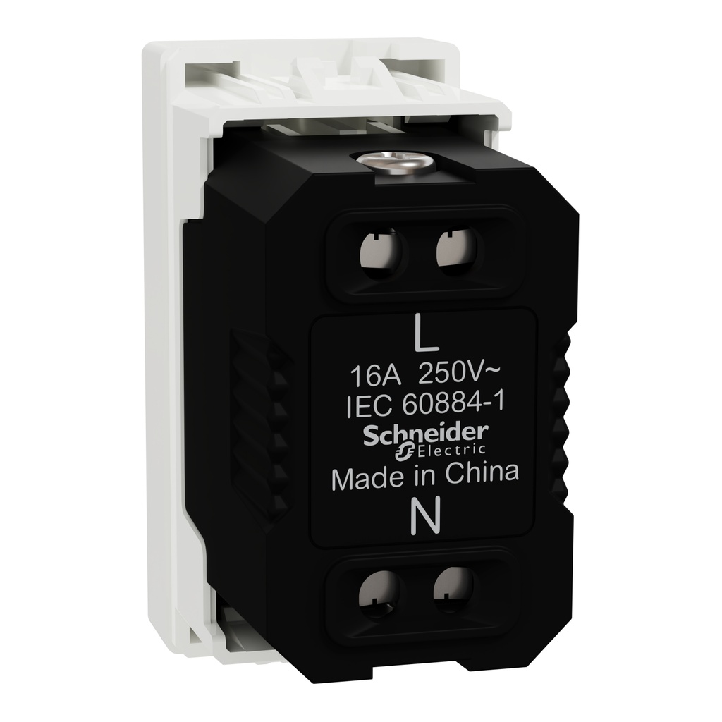 Universal Socket, Miluz E, 16A 250V 2 Pin 1 Module White