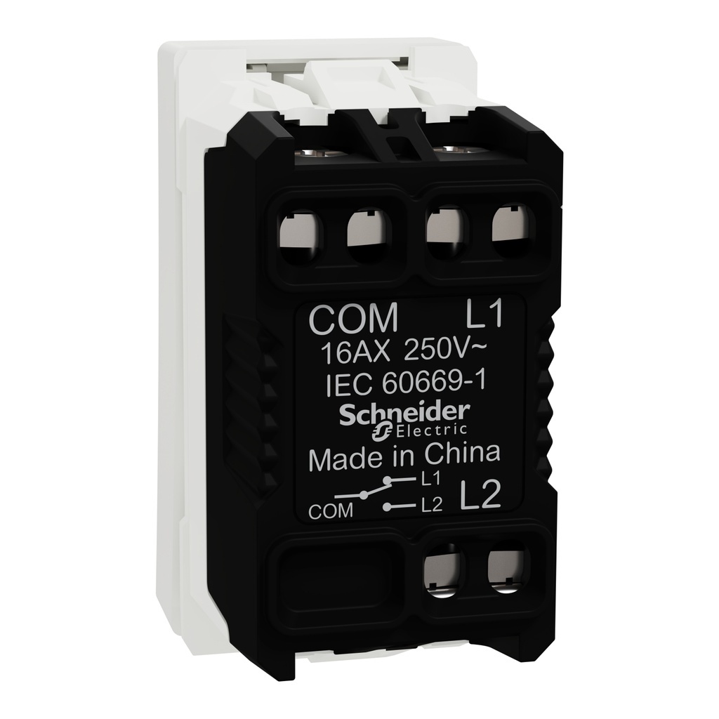 Switch, Miluz E, 2 Way 16AX 250V 1 Module White