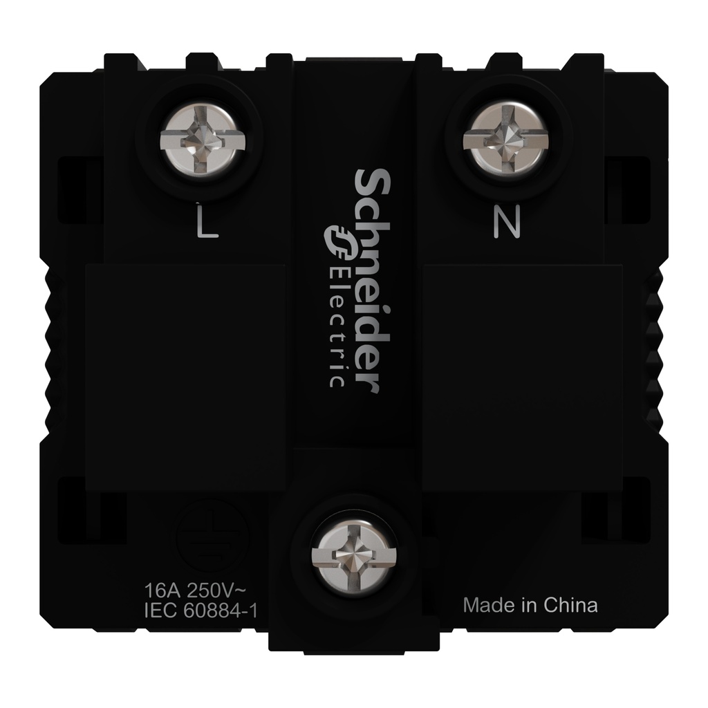 German Socket, Miluz E, 16A 250V 2 Pin Earth 2 Module White