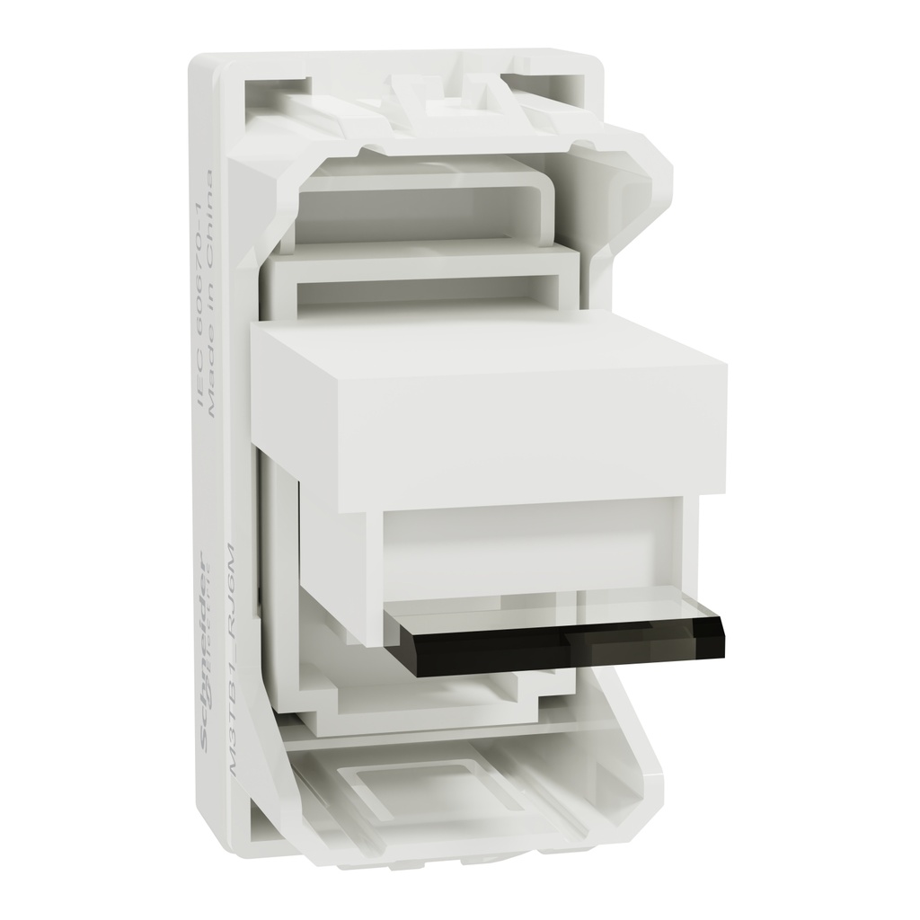 Data Socket, Miluz E, Cat6 with Shutter 1 Module White