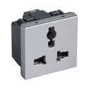 Arteor™ - Multistandard socket - 2P+E unswitched - shuttered - 2 modules