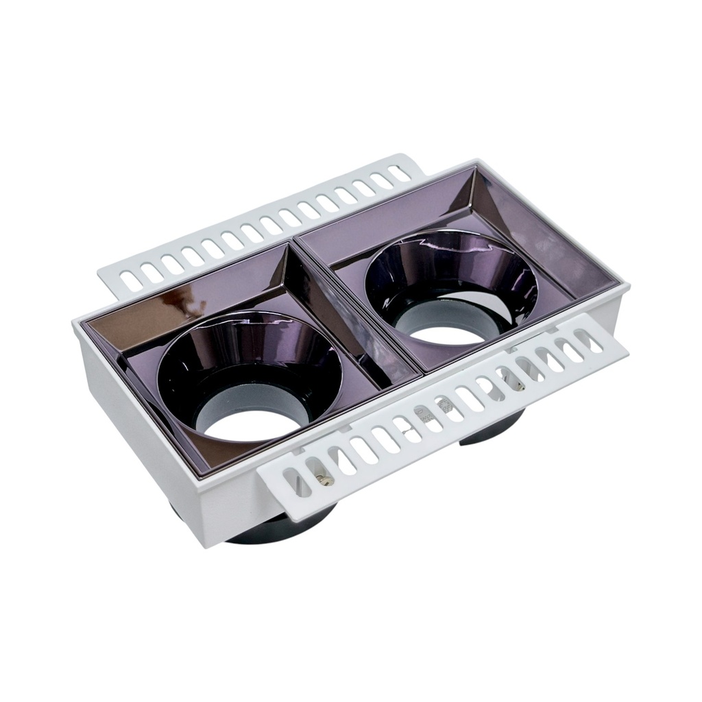 Trimless Adjustable Recessed Spotlight Frame – Square – 75×75 mm Cut-Out – GU10 / GU5.3 Compatible