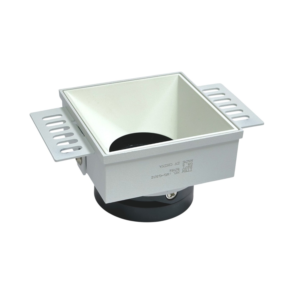 Trimless Adjustable Recessed Spotlight Frame – Square – 75×75 mm Cut-Out – GU10 / GU5.3 Compatible