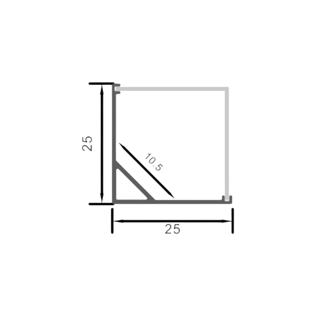 Square Corner LED profile 90° 25*25mm*300cm