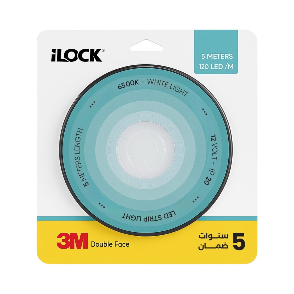 ILOCK Strip Light 120LED/m, 10W/m, DC12V, 8mm, 5m Roll