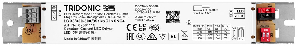 Tridonic LC 38W 350–500mA 85V flexC lp SNC4 LED Driver