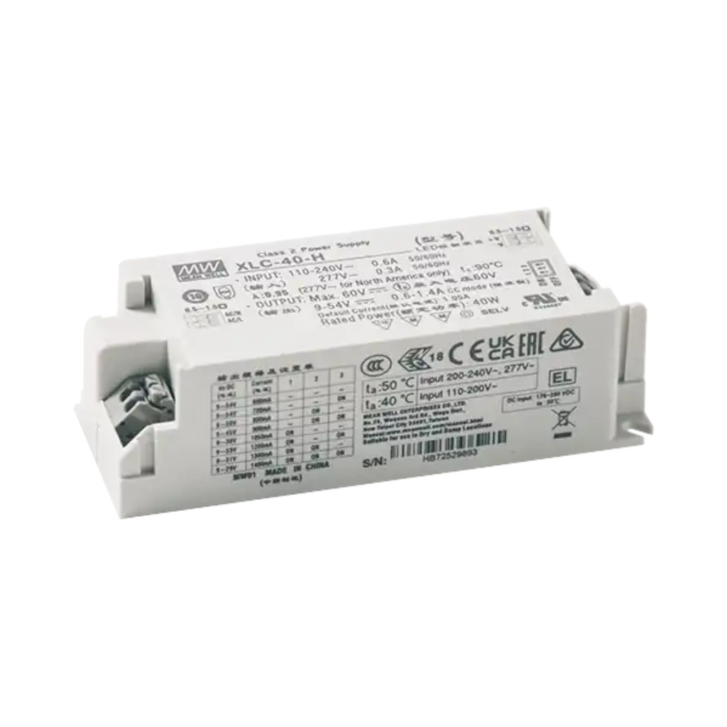 MEAN WELL XLC-40H-DA2 LED Driver – 40W DALI-2 Constant Current Driver