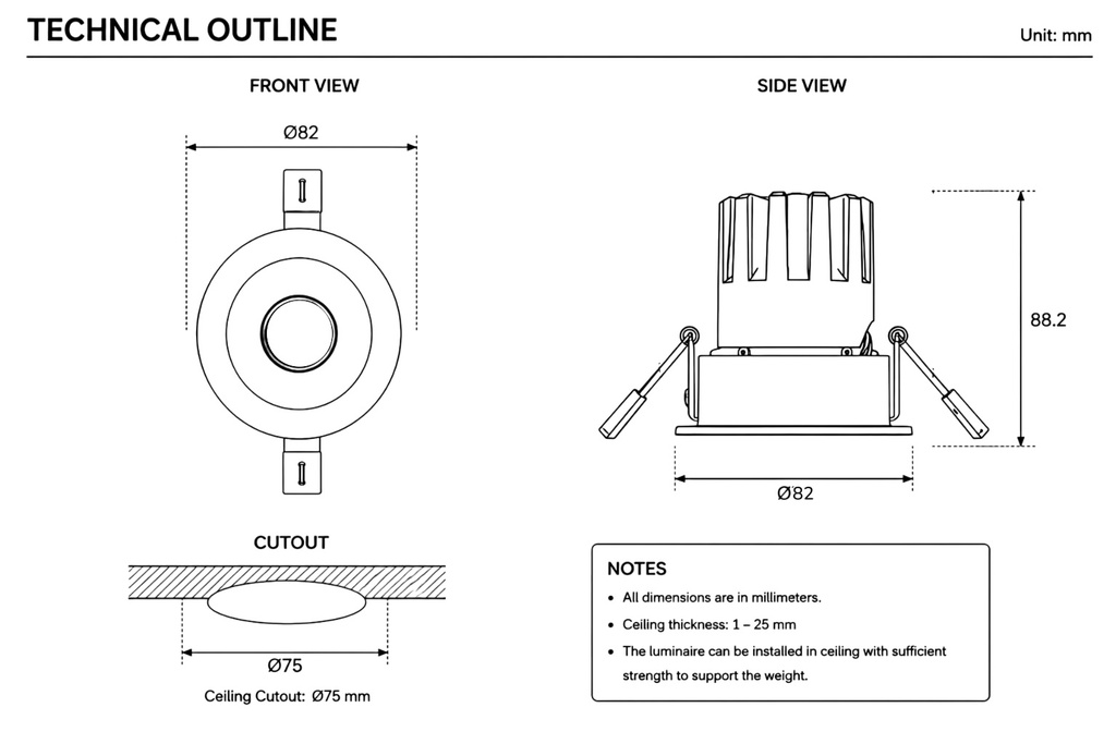 DT8 Adjustable Recessed LED Spotlight – 12W, 24°, 3000K - 5000K