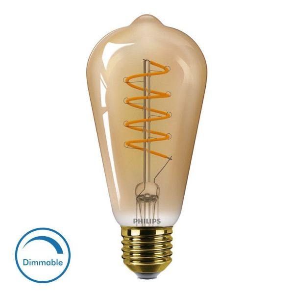 Philips MASTER Value Vintage LED Filament Bulb ST64 Amber Glass – E27 – 4W (25W Equivalent) – 1800K - Dimmable