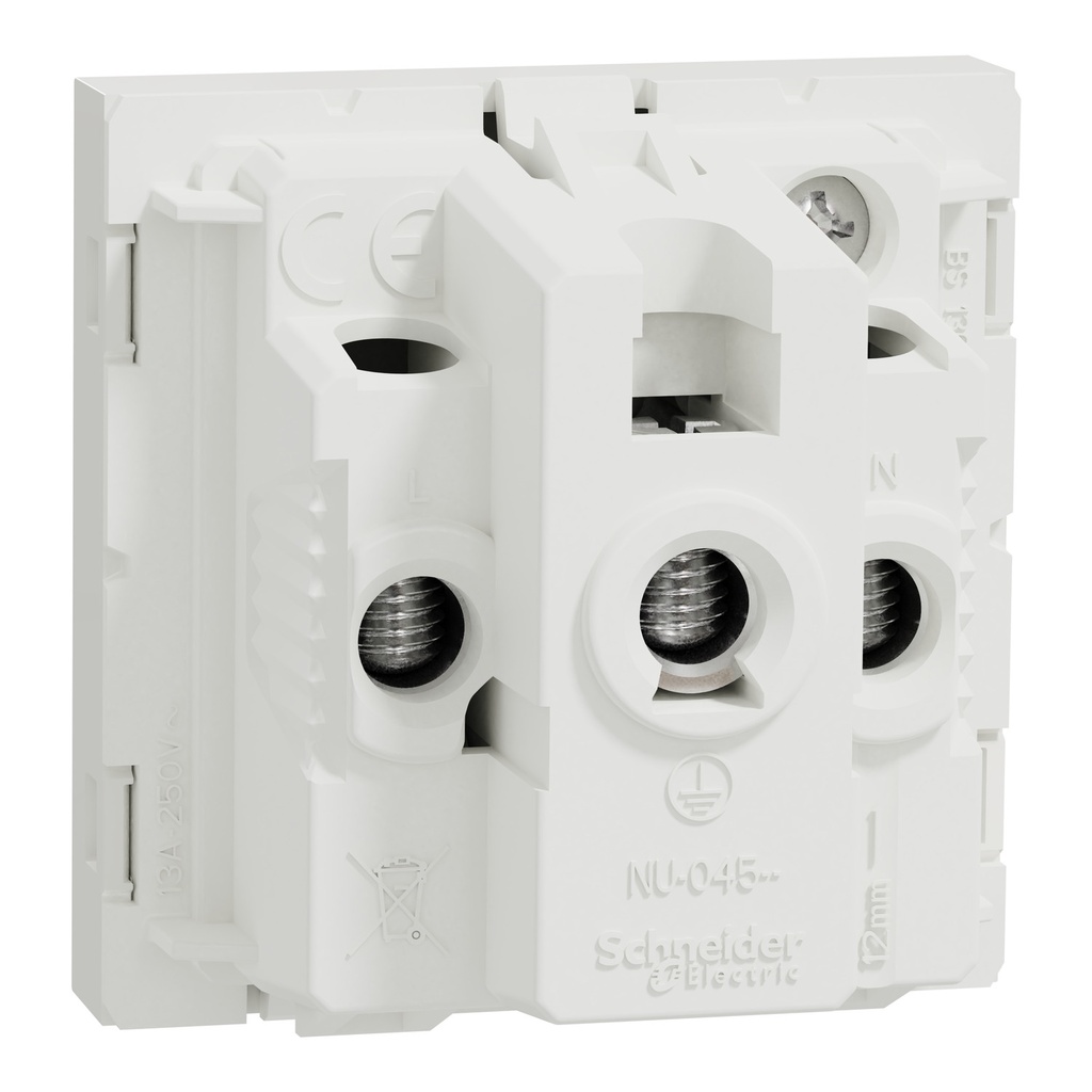 Socket-outlet, New Unica, 2P+E, 13A, British, with shutter, 2 modules