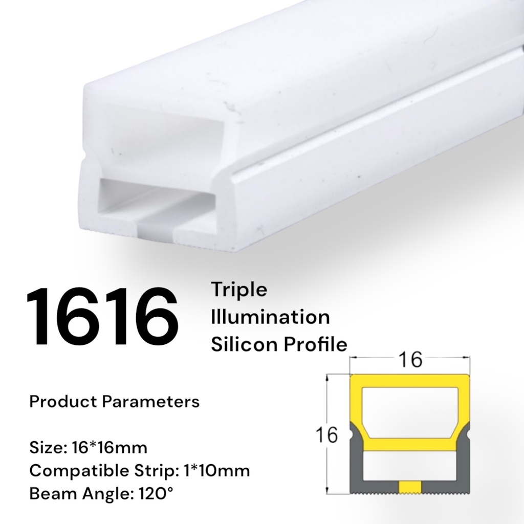 Silicon LED profile 16*16mm 3 Sides /Meter
