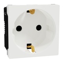 German Socket, Miluz E, 16A 250V 2 Pin Earth 2 Module White