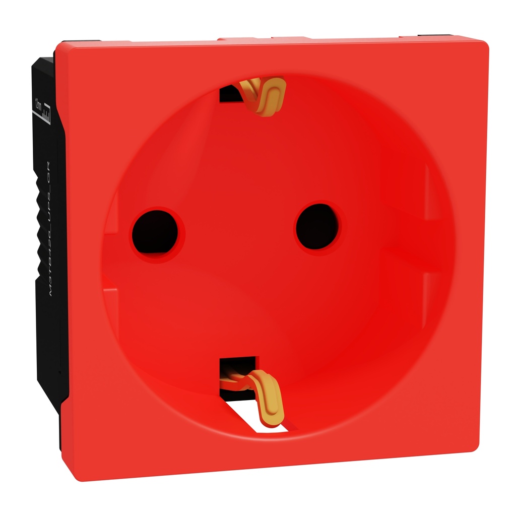 German Socket with UPS, Miluz E, 16A 250V 2 Module Red
