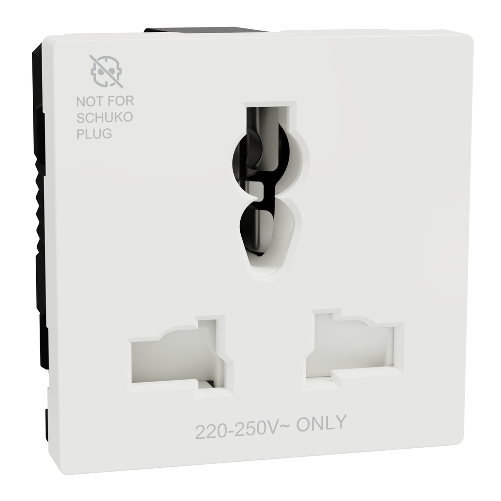 International Socket, Miluz E, 16A 250V 2 Module White