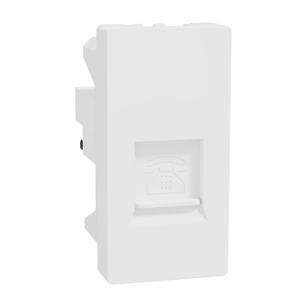 Telephone Outlet, Miluz E, 6 Pin 4 Wire 1 Module White