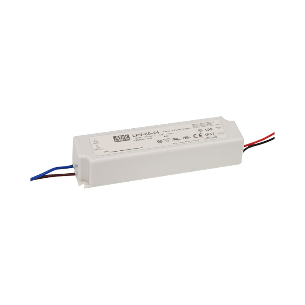 Constant Voltage LED Power Supply – LPV-60 Series – 12 V / 24 V / 48 V DC – 60 W – IP67