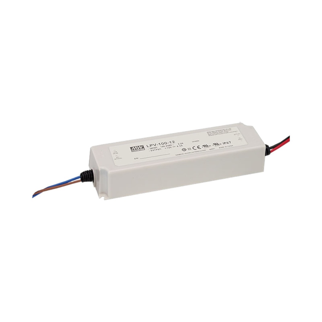 Constant Voltage LED Power Supply – LPV-100 Series – 12 V / 24 V / 48 V DC – 100 W – IP67