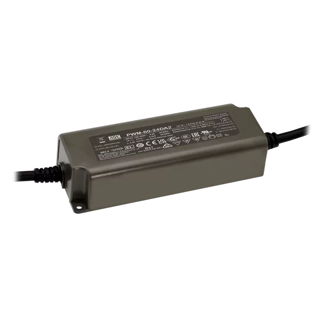 MEAN WELL PWM-60-24DA2 – 60W 24V Constant Voltage IP67 LED Driver with DALI-2 / Push Dimming