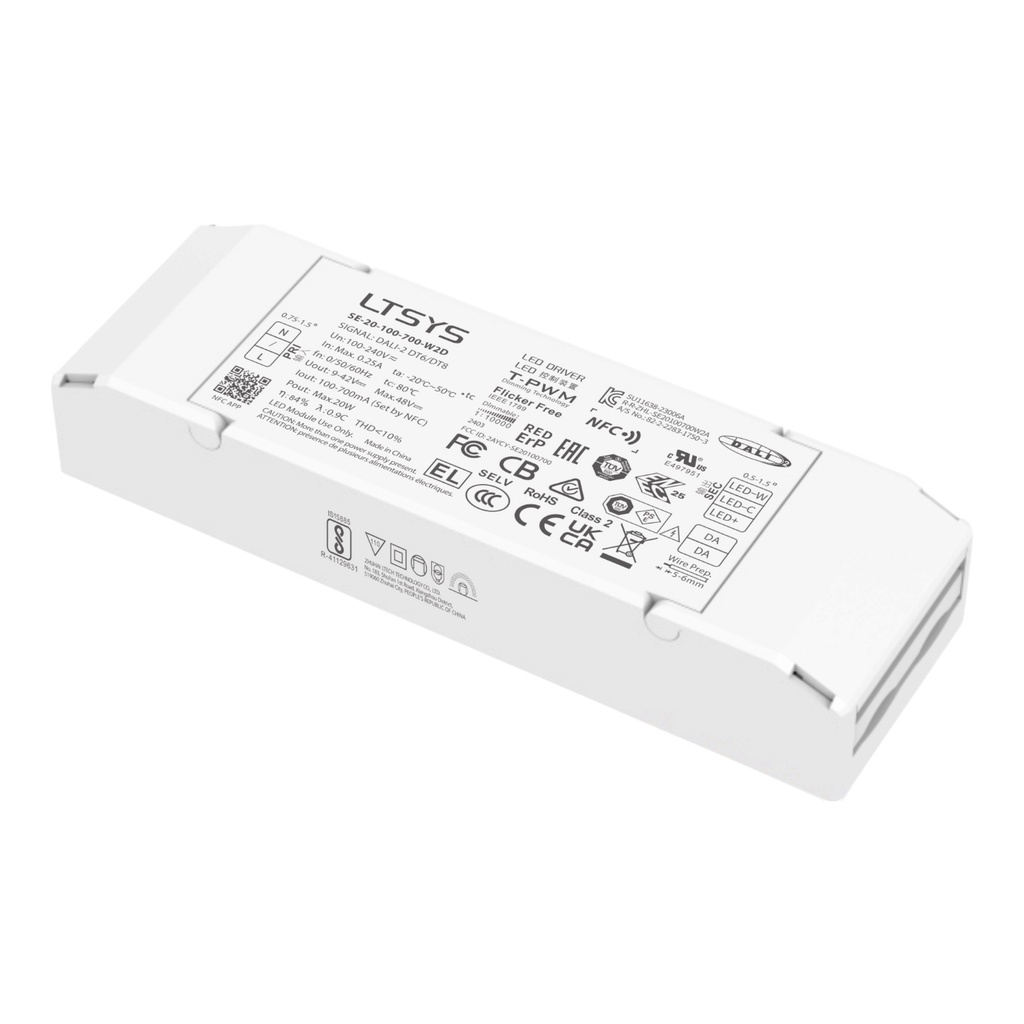 LTECH DALI DT8 Tunable White LED Driver – 20W, 100–700mA, Constant Current