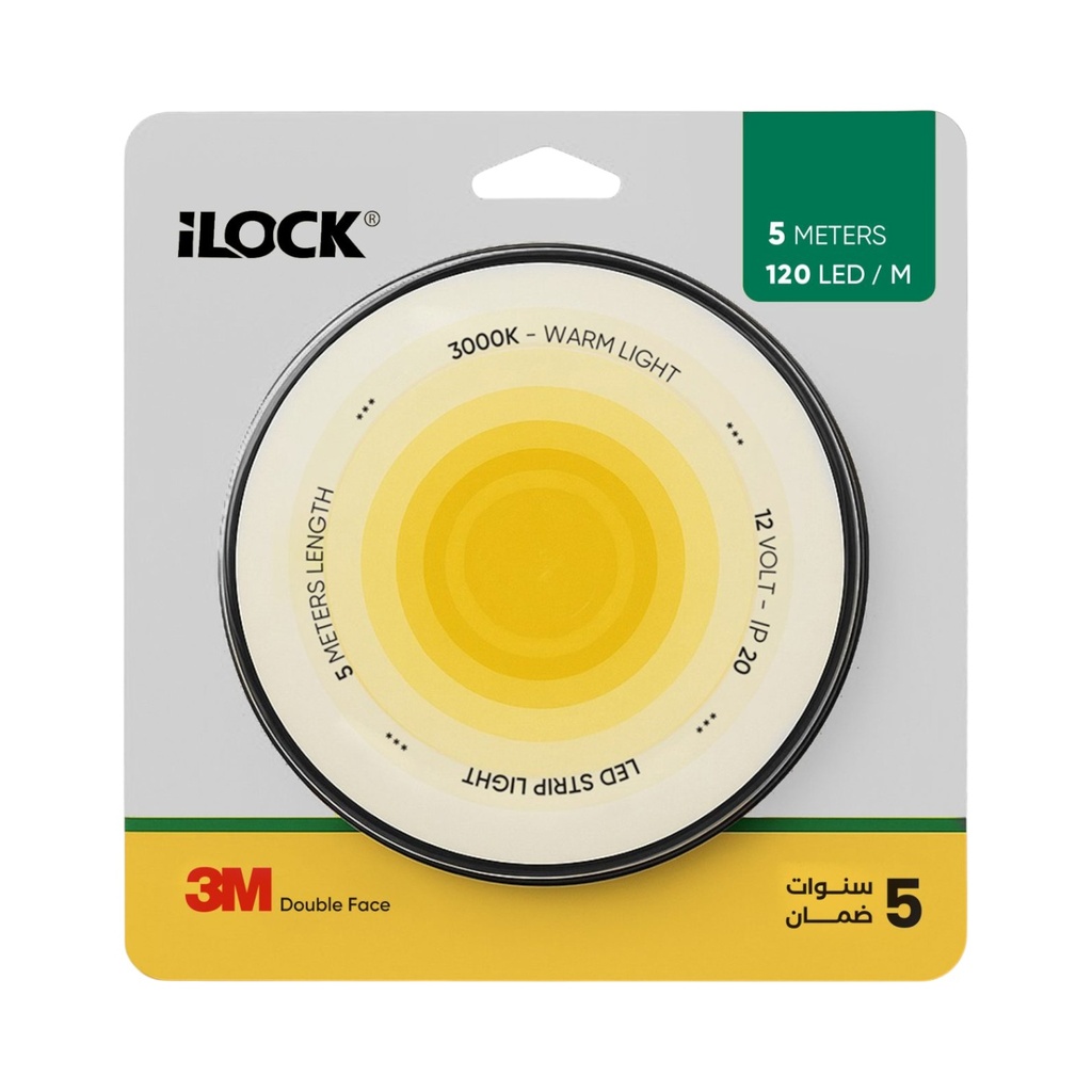 ILOCK Strip Light 120LED/m, 10W/m, DC12V, 8mm, 5m Roll