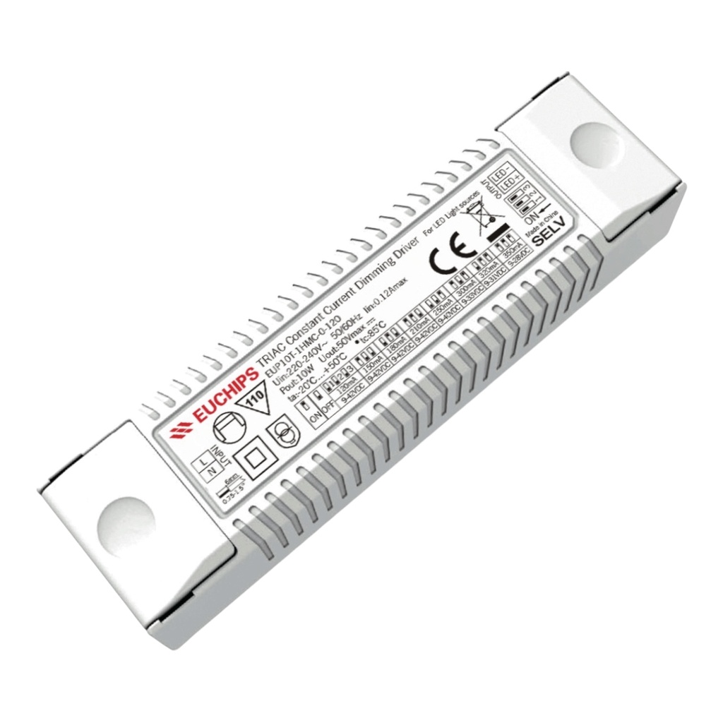 EUCHIPS EUP10T-1HMC-0-120 TRIAC Dimmable LED Driver – 10W, Selectable Current