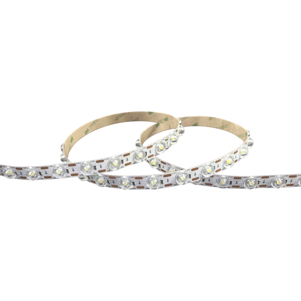 High-Efficiency Lens LED Strip Light – 24V, 18W/m, CRI90, 170°, 12mm, 10m Roll