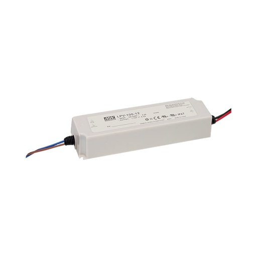 Constant Voltage LED Power Supply – LPV-100 Series – 12 V / 24 V / 48 V DC – 100 W – IP67