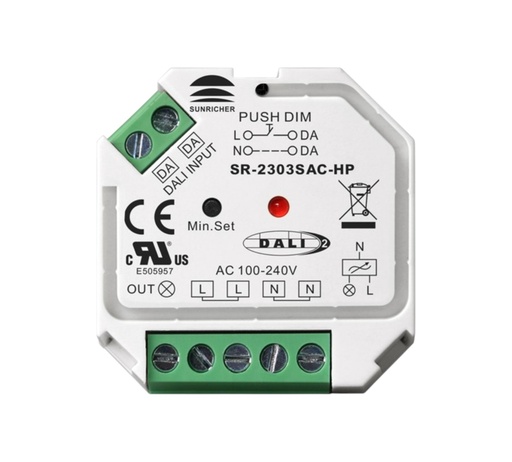 DALI + Push AC Phase Cut Dimmer – 100–240V, DALI-2 DT6, 1 Channel, Trailing Edge