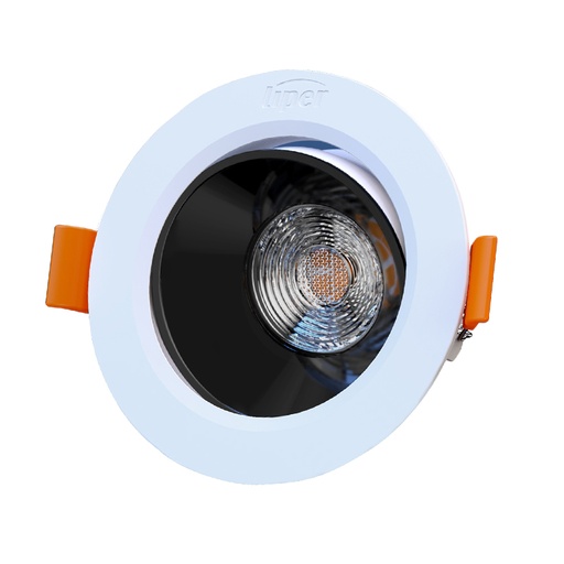 Liper G Series Plastic Spot Light – 7W – Black Reflector – Ø88 mm