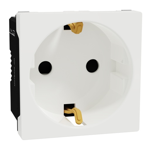 [M3TB426_GR] German Socket, Miluz E, 16A 250V 2 Pin Earth 2 Module White
